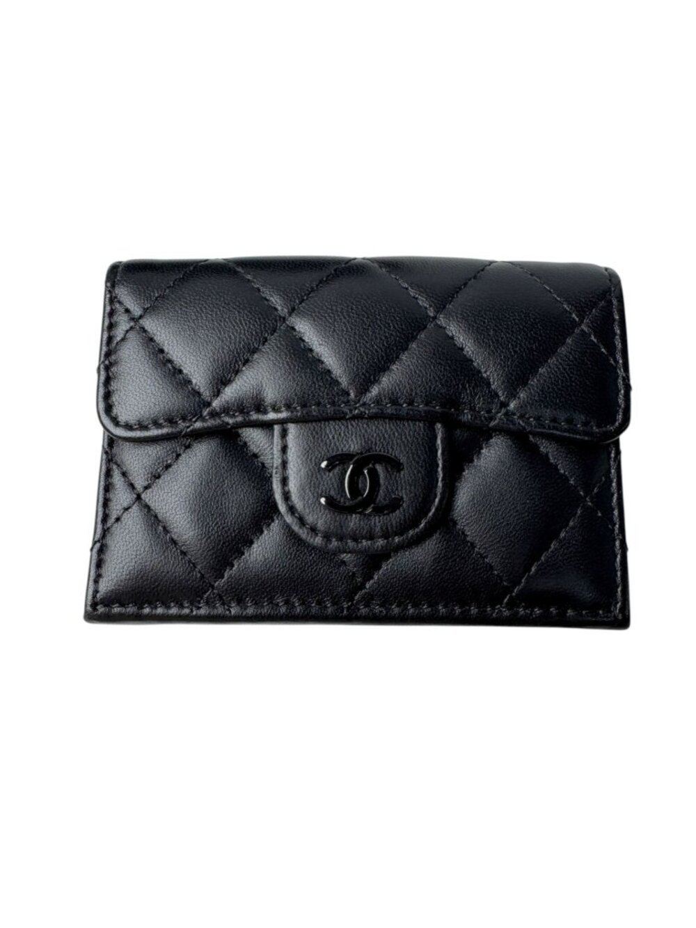 Chanel Quilted CC Logo Compact Wallet So Black